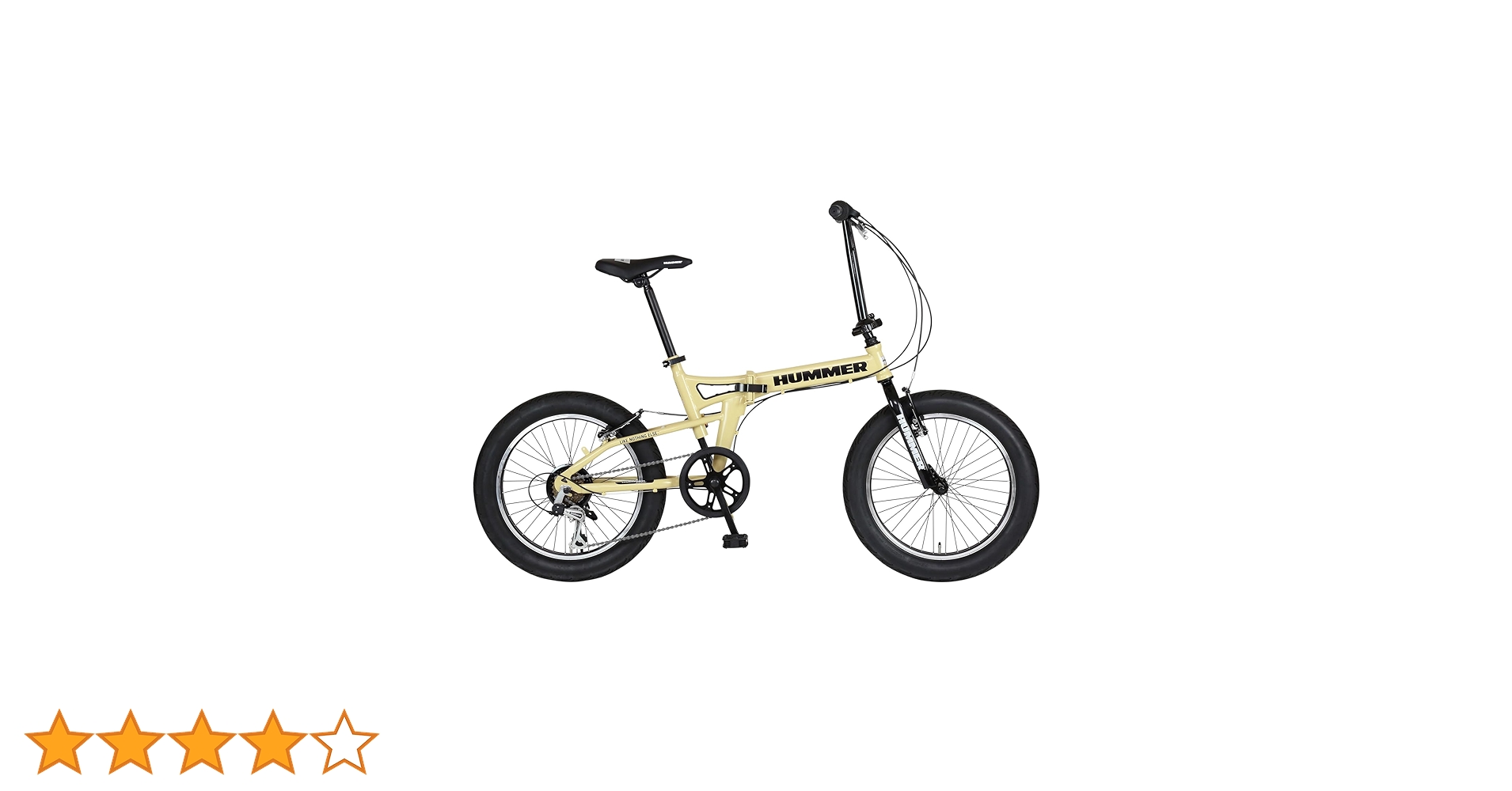 HUMMER 折りたたみ自転車 20インチ極太3.0タイヤ黄色 HUMMER（ハマー） 2024年 最新 新型 ノーパンク20インチ折畳み自転車YE